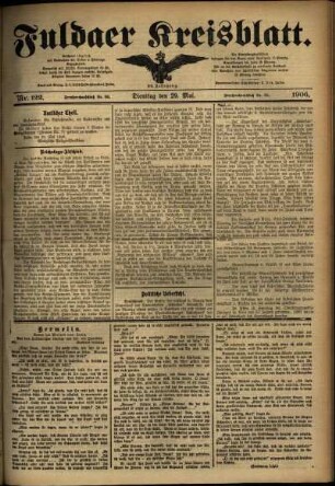 Erste Ausgabe vom Dienstag, den 29. Mai 1906.