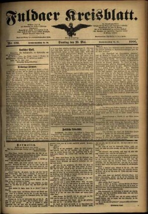 Erste Ausgabe vom Dienstag, den 29. Mai 1906.