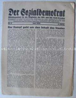 Mitteilungsblatt für Mitglieder der SPD und SAJ Groß-Dresden u.a. zur Rolle des Staates