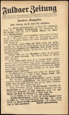 Ausgabe vom Samstag, den 10. April 1915.