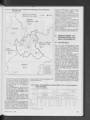 Merhheiten in den Wahlkreisen Hamburgs und des Hamburger Umlands 1990