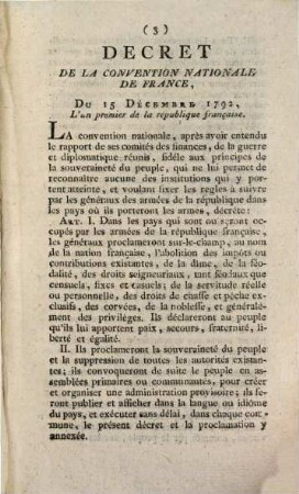 Extrait Du Procès-Verbal De l'assemblée des Représentans provisoires du Peuple de la ville libre de Bruxelles : Publié extraordinairement ; Séance Du 24 Décembre 1792, L'an premier de la République Belgique