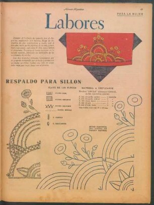 Labores [Dibujos] : Respaldo para sillón