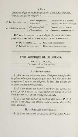 Étude géométrique sur les surfaces.