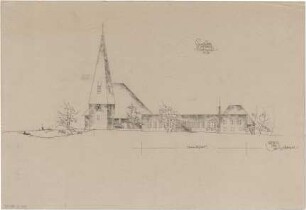 Gsaenger, Gustav; Wolfsburg; Ev. Kreuz Kirche, Gemeindehaus II - Nordseite (Ansicht)