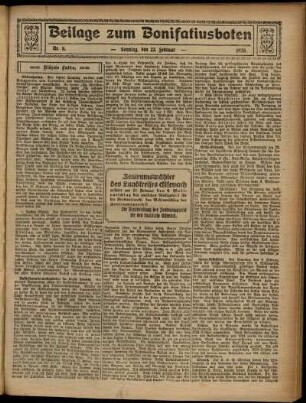 Zweite Ausgabe vom Sonntag, den 22. Februar 1925.
