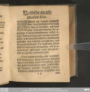 Vorrede an alle Christliche Leser.