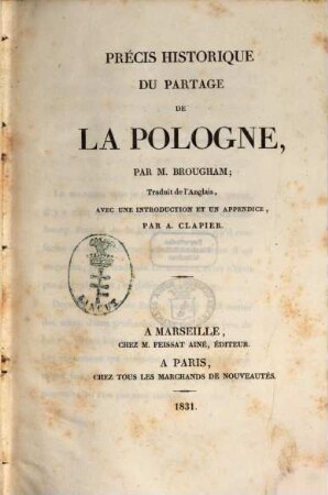Précis historique du partage de la Pologne