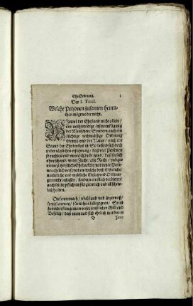 Der I. Titul. Welche Personen zusamen heurathen mögen oder nicht