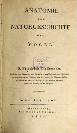 Anatomie und Naturgeschichte der Vögel, 2