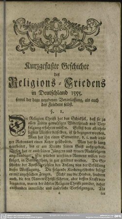 Kurzgefaßte Geschichte des Religions-Friedens in Deutschland 1555