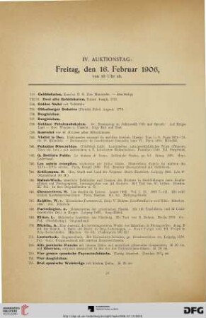 IV. Auktionstag: Freitag, den 16. Februar 1906 (Nr. 731-975)