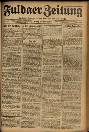 Erste Ausgabe vom Freitag, den 10. Oktober 1924.
