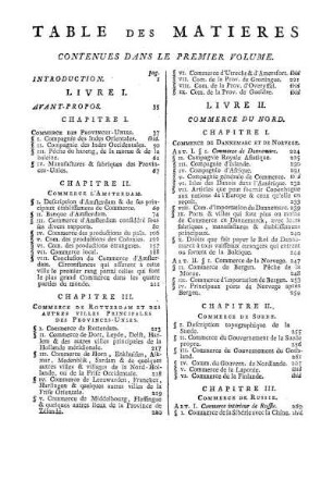 Table Des Matieres Contenues Dans Le Premier Volume