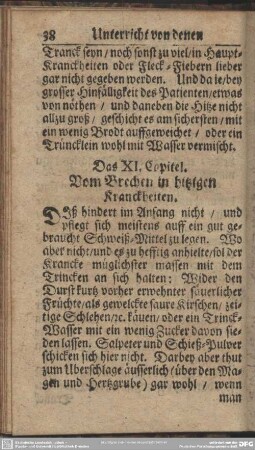 Das XI. Capitel. Vom Brechen in hitzigen Kranckheiten