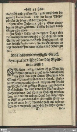 Das sechs und dreyssigste Stuck. Sympathetische Cur des Spinnen-Giffts