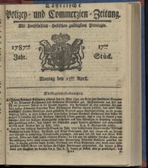 17tes Stueck, Montag den 23ten April. 1787