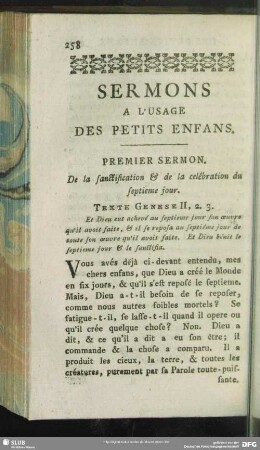Sermons A L´Usage Des Petits Enfans