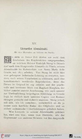XV. Lionardos Abendmahl