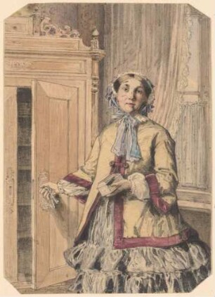 Dame am Wäscheschrank
