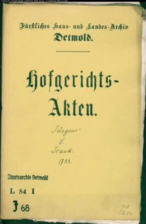 Jürgens, Bernd, Ratsherr zu Detmold gegen Levi Isaak - Schuldforderung