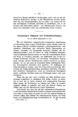 Internationale Pädagogik und Friedensbestrebungen