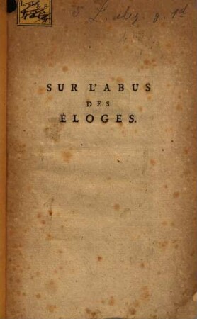 Sur l'abus des eloges