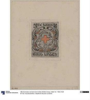 Ex libris Emil Uhles (Rotes Kreuz)
