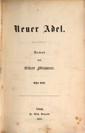 Neuer Adel : Roman, 1
