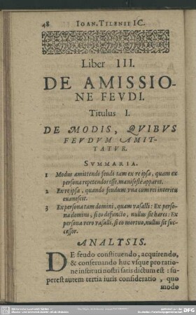 Liber III. De Amissione Feudi