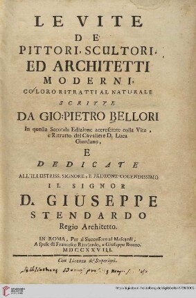 Le Vite De' Pittori, Scultori Ed Architetti Moderni : Co' Loro Ritratti Al Naturale