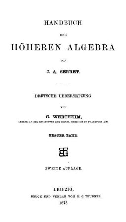 Bd. 1: Cours d'algèbre supérieure 