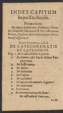 Index Capitum hujus Enchiridii.