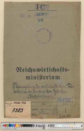 Neuregelung der wirtschaftlichen Verhältnisse in den besetzten Gebieten: Verkehrsangelegenheiten