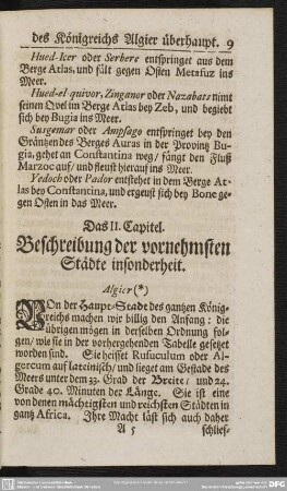 Das II. Capitel. Beschreibung der vornehmsten Städte insonderheit