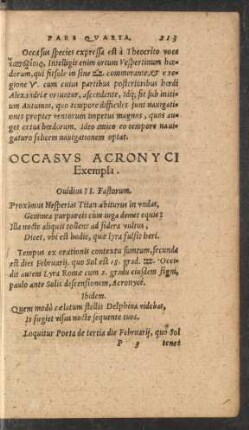 Occasus Acronyci Exempla.
