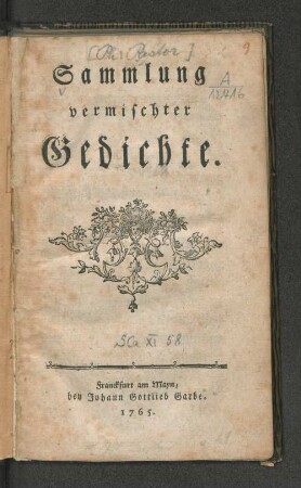 Sammlung vermischter Gedichte