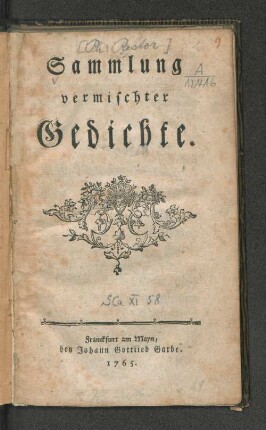 Sammlung vermischter Gedichte