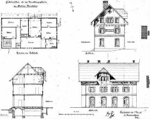 Dornstetten: Empfangsgebäude Grundriss DG,Querschnitt,Ansichten