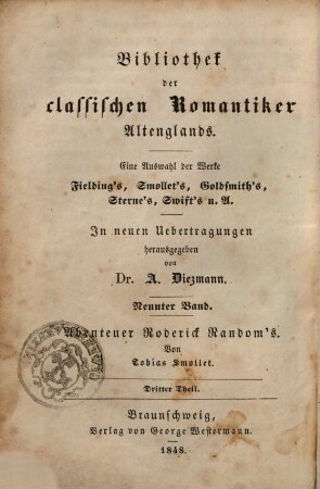 Abenteuer Roderick Random's : In vier Theilen, 3