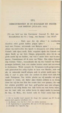 III. Gebeurtenissen in de Molukken en bezoek aan Boeton (Juli-Aug. 1613). (Uit een brief van den Gouverneur Generaal Pt. Both aan Bewindhebbers der O. I. Comp., van Bantam 1 Jan. 1614)