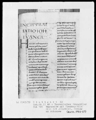 Evangeliar — Initiale H(IC EST JOHANNES), Folio 147