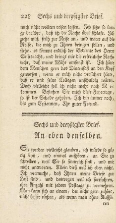 Sechs und dreyßigster Brief. An eben den selben