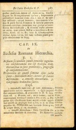 Cap. IX. De Ecclesiae Romanae Hierarchia.