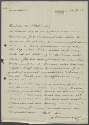 Briefwechsel zwischen Wilhelm Adolf Farenholtz, Bildgießerei Hermann Noack und Georg Kolbe