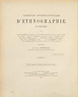 Internationales Archiv für Ethnographie = Archives internationales d'éthnographie. 6, 6. 1893