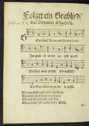 Folget ein Grablied/ und Requiem Mathesii.