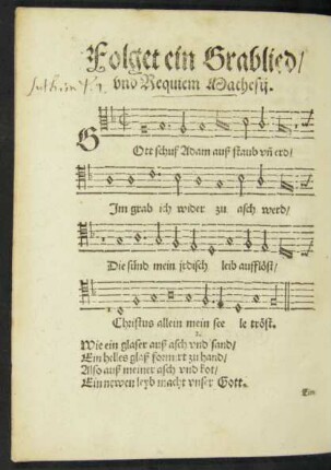 Folget ein Grablied/ und Requiem Mathesii.
