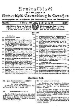 Zur Ferienordnung 1928/29 : [Amtlicher Teil].