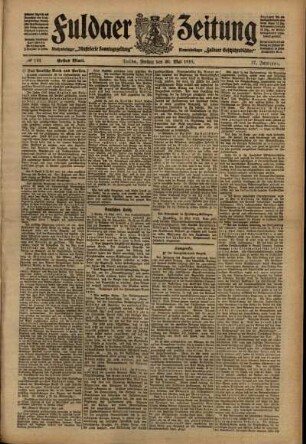 Erste Ausgabe vom Freitag, den 20. Mai 1910.